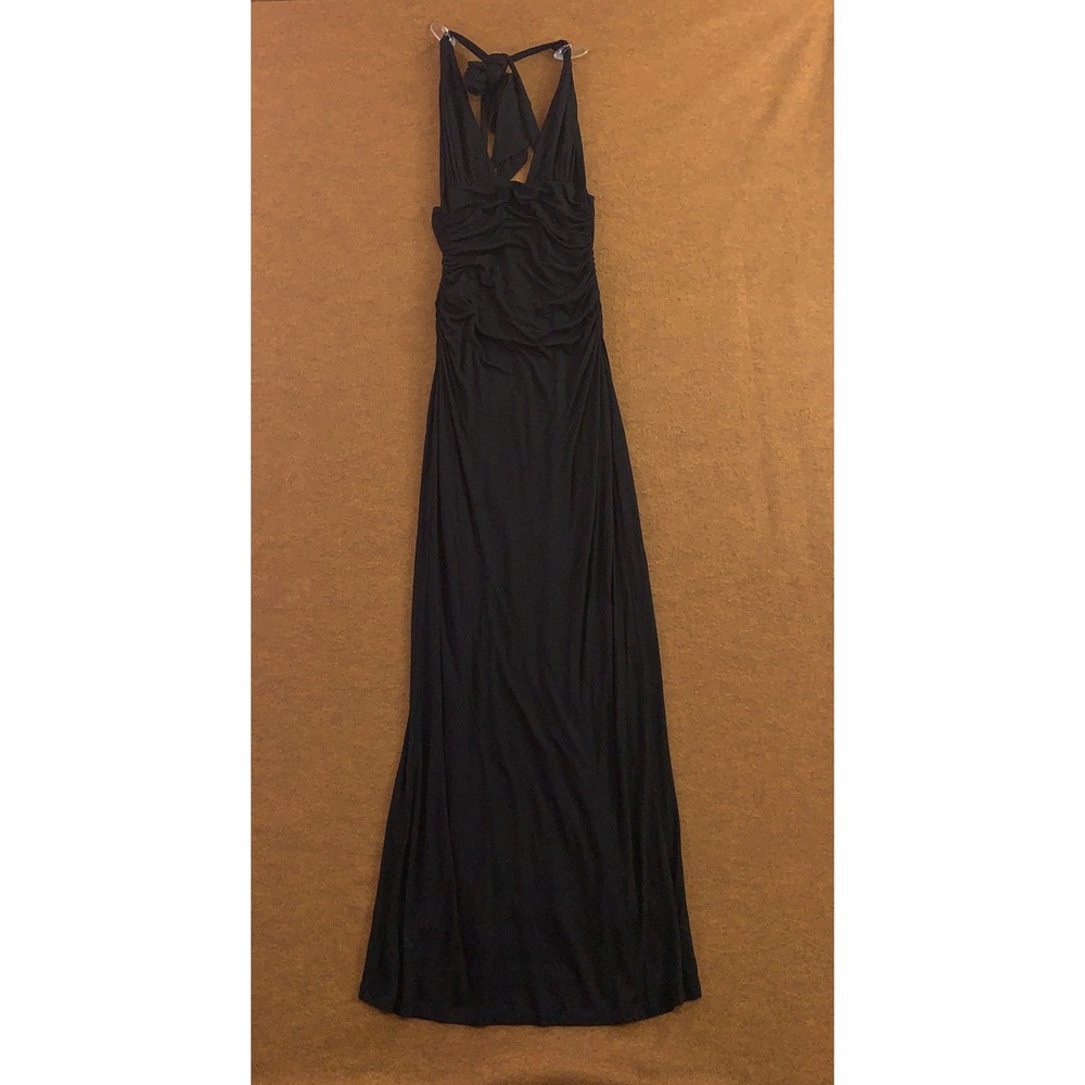 White Fox Womens XS Black Say What You Feel Halter Ruched Maxi Dress NWT